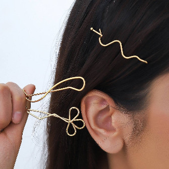 کلیپس موی سر طرح گل طلایی